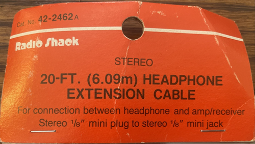20 ft Headphone Aux Extension Cable RadioShack 42-2462A M to F 1/8" Mini Plug - Picture 2 of 4