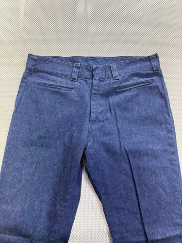 Salopette vintage anni 70 stile US Navy scuro svasata taglia 34x32 - Foto 6 di 9
