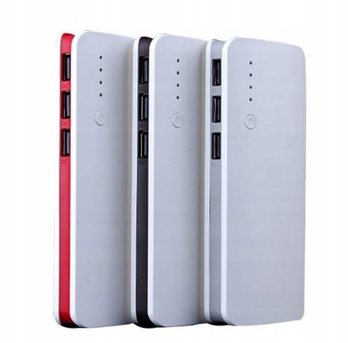 POWERBANK 20000mAh SLIM Z DIODAMI LED I MICRO USB 2xUSB ALUMINIUM BIAŁY - Zdjęcie 3 z 10