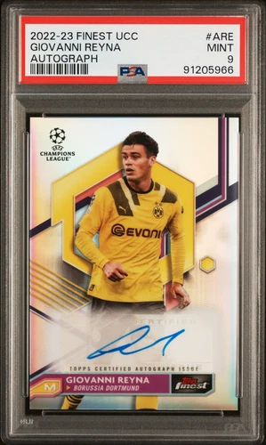 2022-23 TOPPS FINEST UEFA CLUB COMPETITIONS AUTOS #ARE GIOVANNI REYNA PSA 9