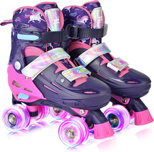 Roller Skates for Girls Boys Kids Age 4-6 5-8 6-12 8-12 with Light Up Wheels, Ad