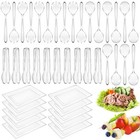 40 Pcs Plastic Serving Utensils Set Disposable Clear Utensils Include 30 Pcs ...