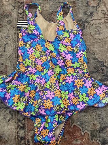 Lands End Girls Size 10 One-Piece Flower Power Swimsuit Multicolor New W/ Tags - Picture 2 of 5