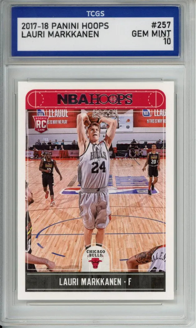 2017-18 PANINI HOOPS #257 LAURI MARKKANEN ROOKIE RC TCGS GEM MINT 10 N1