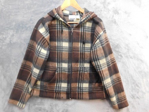 Chaqueta De Colección Paul Harris Diseño Para Mujer Grande Marrón A Cuadros Vellón Con Capucha Años 90 - Imagen 1 de 10