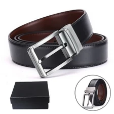 Mens Belt Genuine Leather Belts For Men Dress Belt for Mens Black 110cm One Size