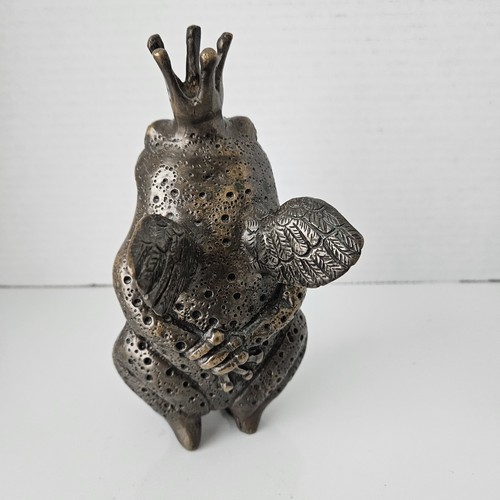 Frosch mit Flügeln Figur Handarbeit Messingfigur Tischdeko Statue Kröte Prinz - Bild 2 von 9