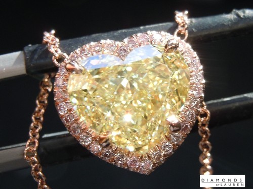 2,86ct gelber VS1 Herzform Lab Diamant Anhänger R10989 Diamanten von Lauren - Bild 3 von 6
