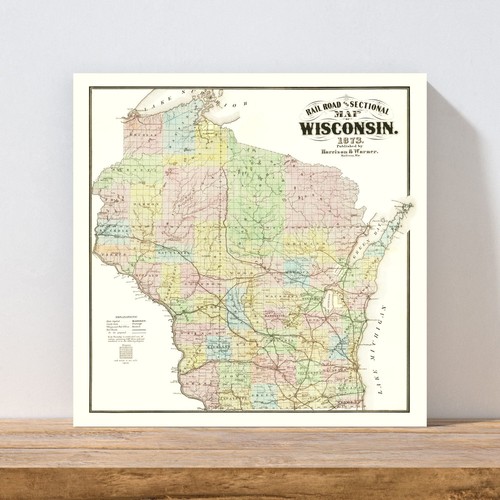 Old Map of Wisconsin 1873 - Vintage Wisconsin Art - Bild 3 von 29