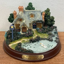 Thomas Kinkade Everett's Cottage Figurine Vintage - Lights Up - Tested