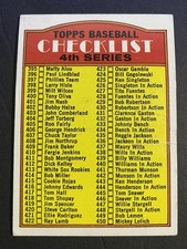 1972 Topps Baseball Unmarked Checklist 4th Series Card #378 (t)
