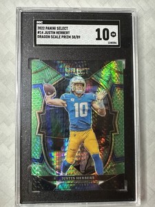 2022 Panini Select - Concourse Justin Herbert #14 Dragon Scale Prizm /89