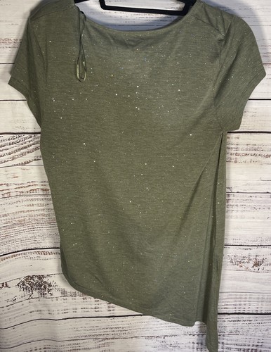 Juicy Couture Green Sparkly Side Tie Style Size Large Tshirt - Picture 8 of 10