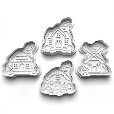 Cottage Theme Cookie Cutters Set + Stamps for Baking, Crafts, Dough 1066