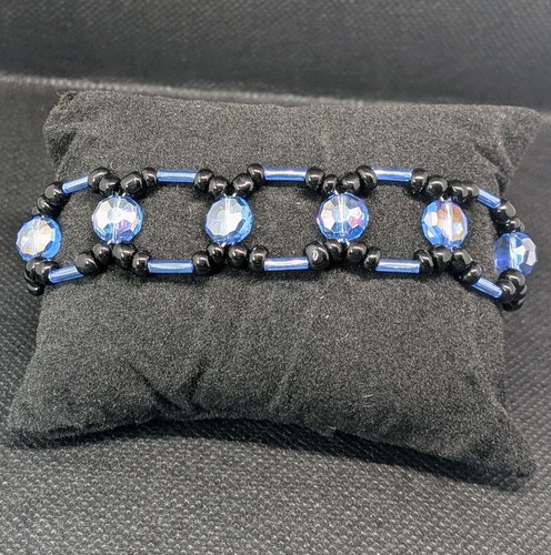 Lebendiges Armband aus facettiertem Kristallglas in Schwarz und Blau Glanz - Bild 5 von 9