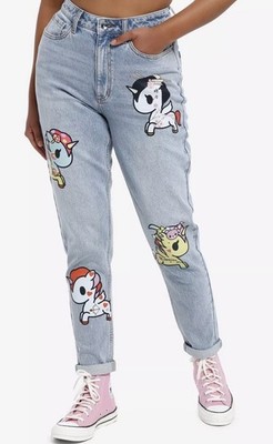 Tokidoki X Hot Topic Unicorno Mom Jeans Light Wash Light Wash New With Tags SZ 3