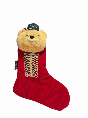 FAO Schwarzbär Soldat weicher Plüsch Weihnachtsstrumpf roter Samt 22 Zoll - Bild 1 von 3