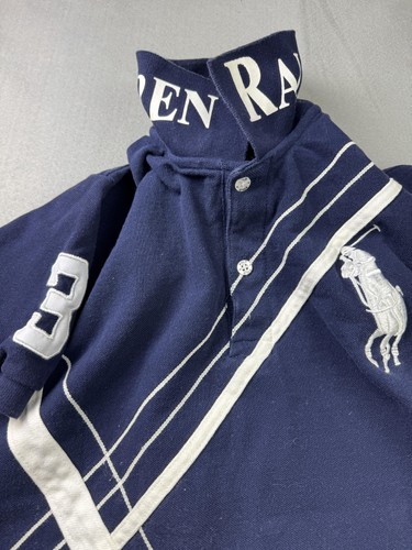 Polo Ralph Lauren Shirt Youth Medium Big Pony Rugby Striped Polo Shirt Rugby - Picture 5 of 11