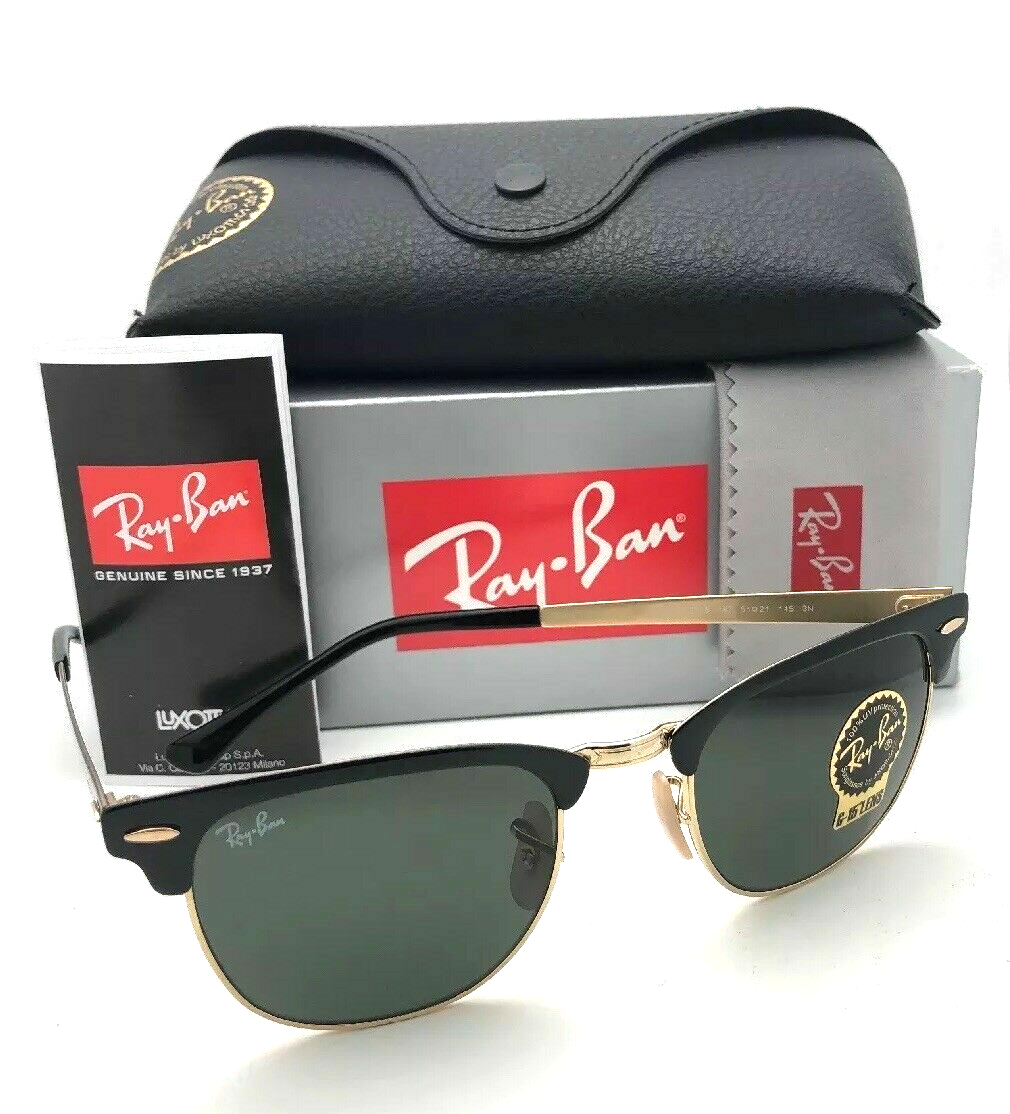 New RAY-BAN Sunglasses CLUBMASTER METAL RB 3716 187 Black & Gold w