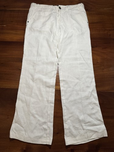 Sanctuary Clothing Damen Freizeithose weiß 100 % Leinen Coastal Größe 27