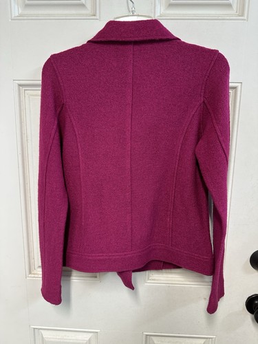 Veste moto femme Tahari laine mélangée XS rose manches longues fermeture éclair asymétrique - Photo 2/5