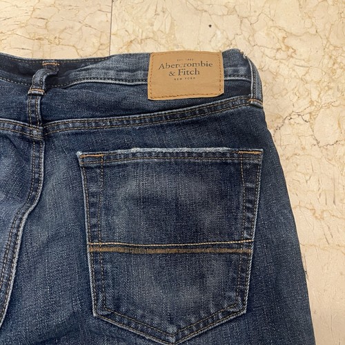 Abercrombie Fitch Jeans Mens 32x34 Blue Denim Distressed Straight Fit Button - Picture 4 of 12