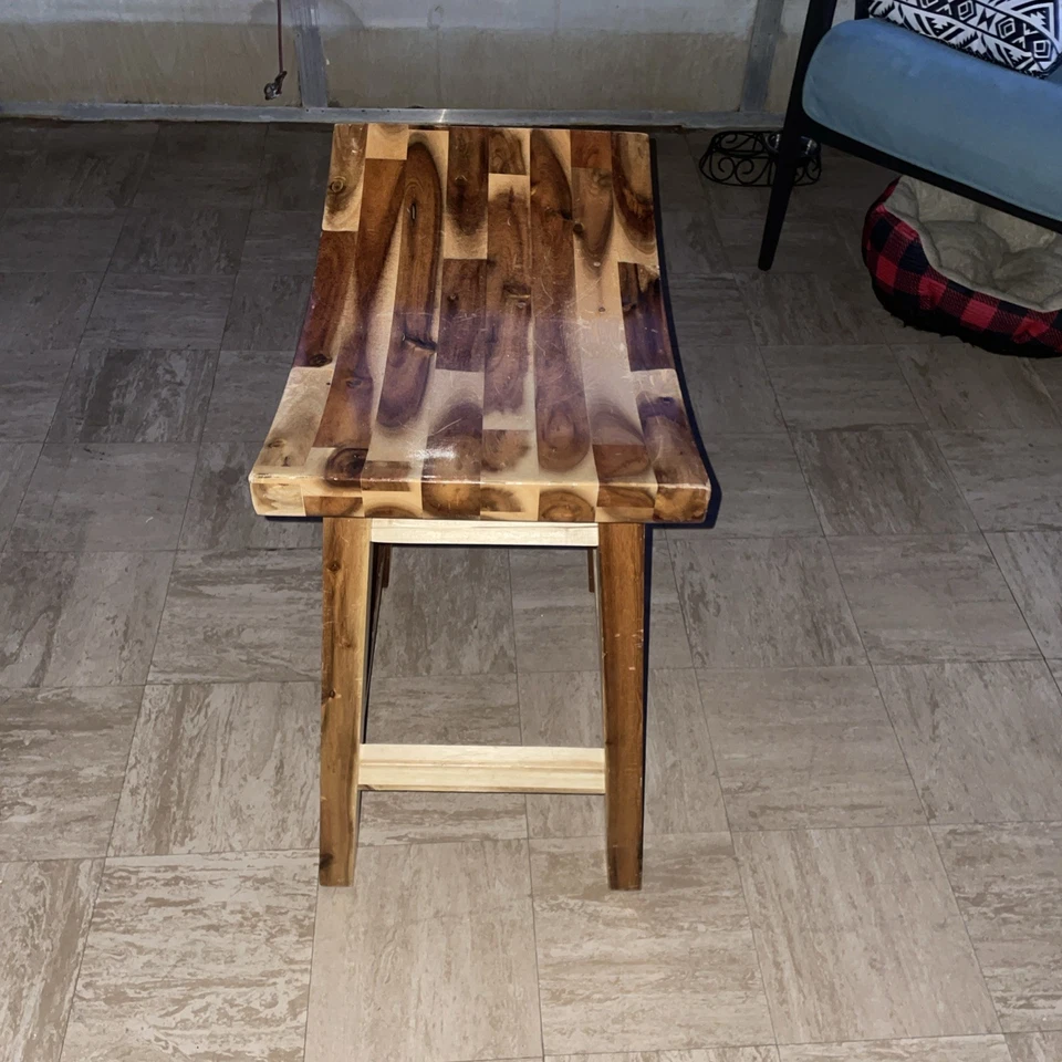 Boston Bar Stool Saddle Natural Wood 24” tall 20” wide Powell Furniture target - Image 3 of 4