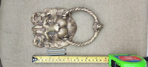 antique brass Lions Head door knocker - Picture 3 of 4