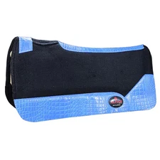 63HS Western Wool Felt Horse Saddle Pad Light Blue Alligator Leather