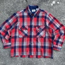 Vtg 80s Fieldmaster Plaid Flannel Shirt - L - Tartan Wool Blend Outdoor Workwear