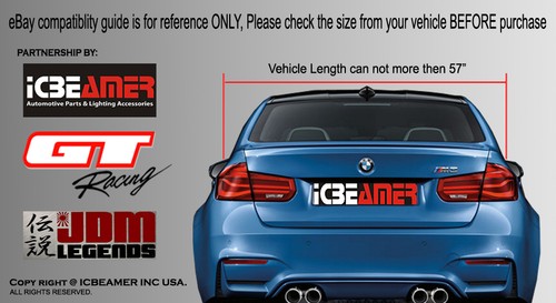 JDM REAL CARBON FIBER GT STYLE 57" RACING REAR BACK SPOILER / WING+BRACKETS J36 - Picture 7 of 9