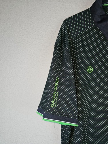 Galvin Green Ventil8 Plus Golf Polo Shirt Mens Size XL Green Doted Cuff Stretch - Picture 3 of 12
