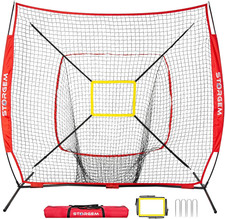 7x7Ft Baseball Softball Practice Net Batting Tee Strike Zone Bow Frame Portable