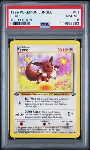 1999 Pokémon Eevee 1st Edition Graded PSA 8 Jungle #51 Rare *NEW CERT*