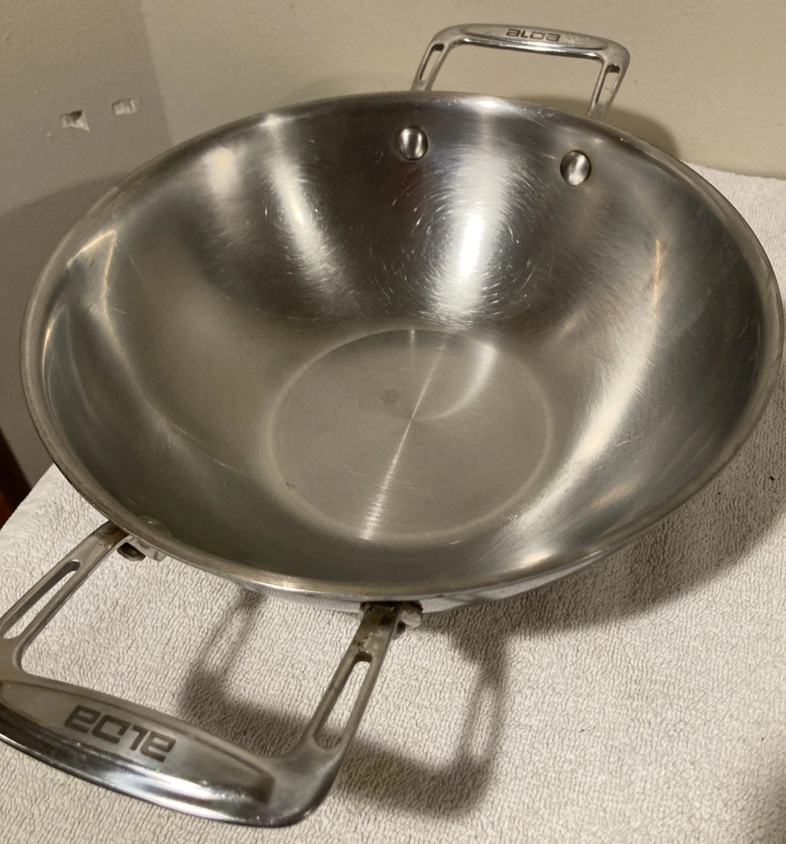 ALDA Stainless Steel 10" Tri-Ply 24CM Wok/ 2 handle pan Nice & heavy! FREE SH