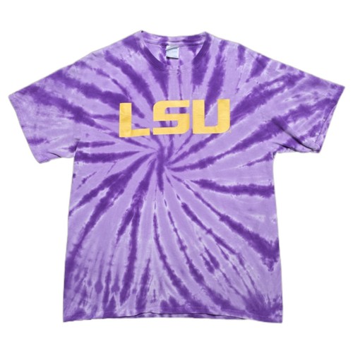 00s Vintage LSU Tigers Purple TieDye Graphic T-Shirt NCAA Football Mens L
