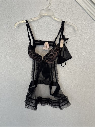 Victorias Secret Y2K Sexy Maid Lingerie 2 Piece Set Size 34B Size M Thong NWT - Picture 6 of 24