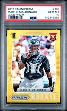 2012 Panini Prizm #198 Martin Maldonado Gold Prizms Rookie Card RC /10 PSA 10