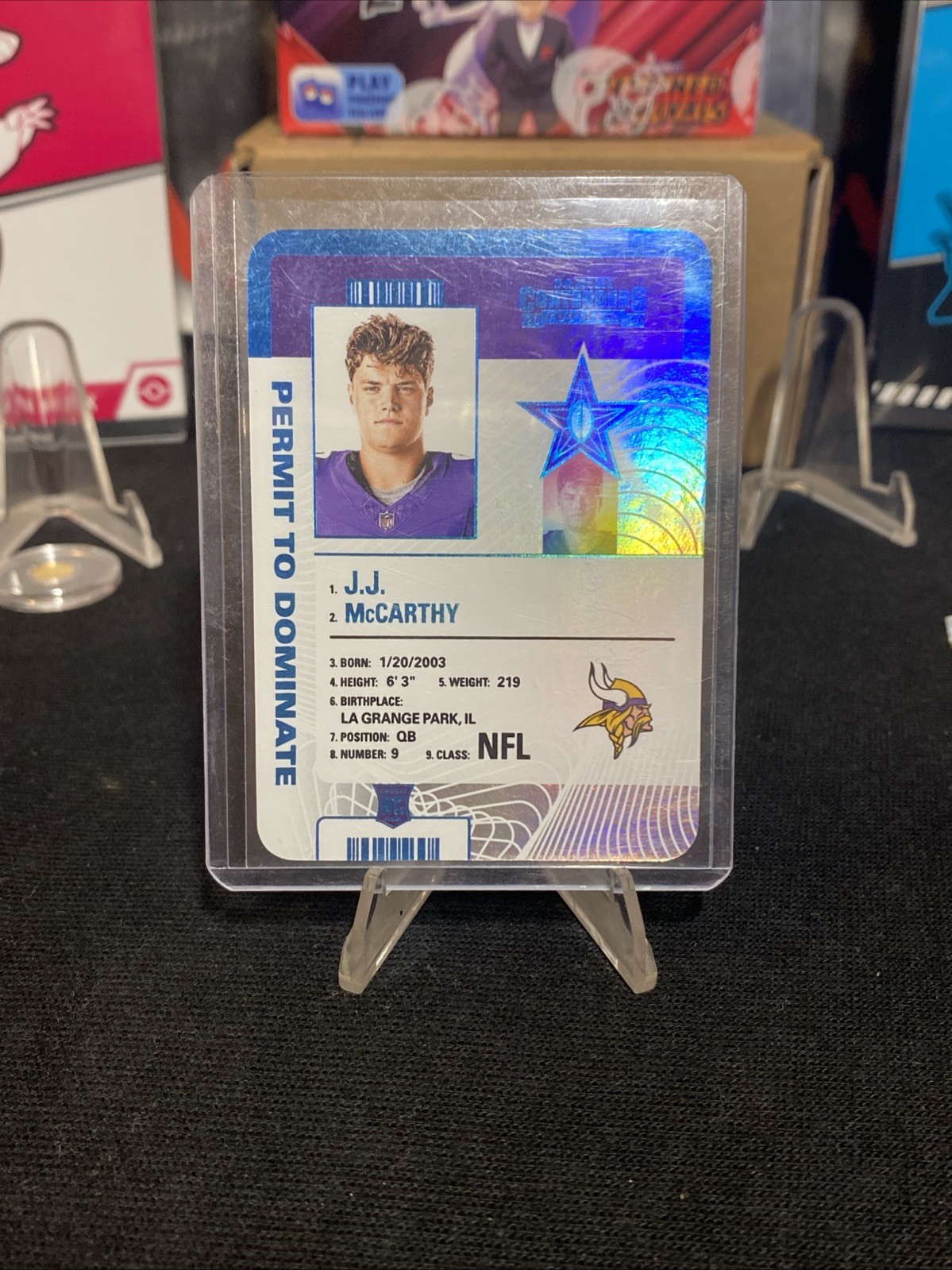 JJ McCarthy 2024 Contenders Football Permit To Dominate RC Case Hit SSP Vikings