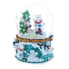 Bear and Penguins Fishing Musical Water Snow Globe