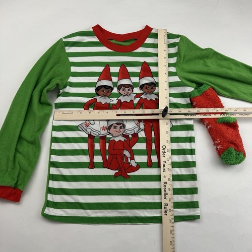 THE ELF ON THE SHELF Christmas Pajama Shirt & Socks Set Sz M 8/10 Fleece L/S - Picture 8 of 14