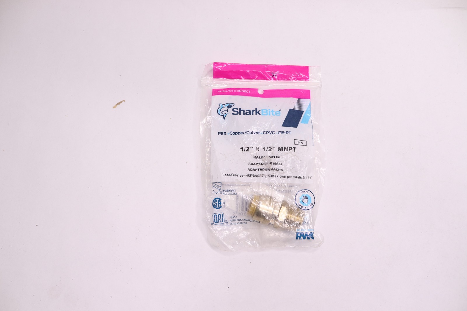 Sharkbite Adapter Fitting Brass 1/2" Push-to-Connect x MIP U120LFA