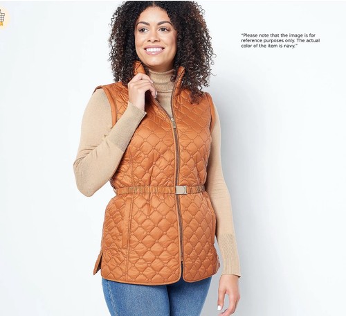 Dennis Basso Quilted Coat to Vest Detachable Sleeves Jacket Women’s 18-20 Belted - Picture 2 of 11