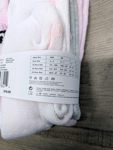 Jordan Cushioned Crew Socks - Small Multicolor GJ0484 A9Y - 6 Pair - 3Y-5Y NEW - Picture 4 of 6