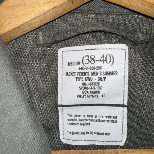 US Military Flyers Flight Jacket Men's Summer FR Type CWU 36/P Size Medium 80s - Picture 2 of 3
