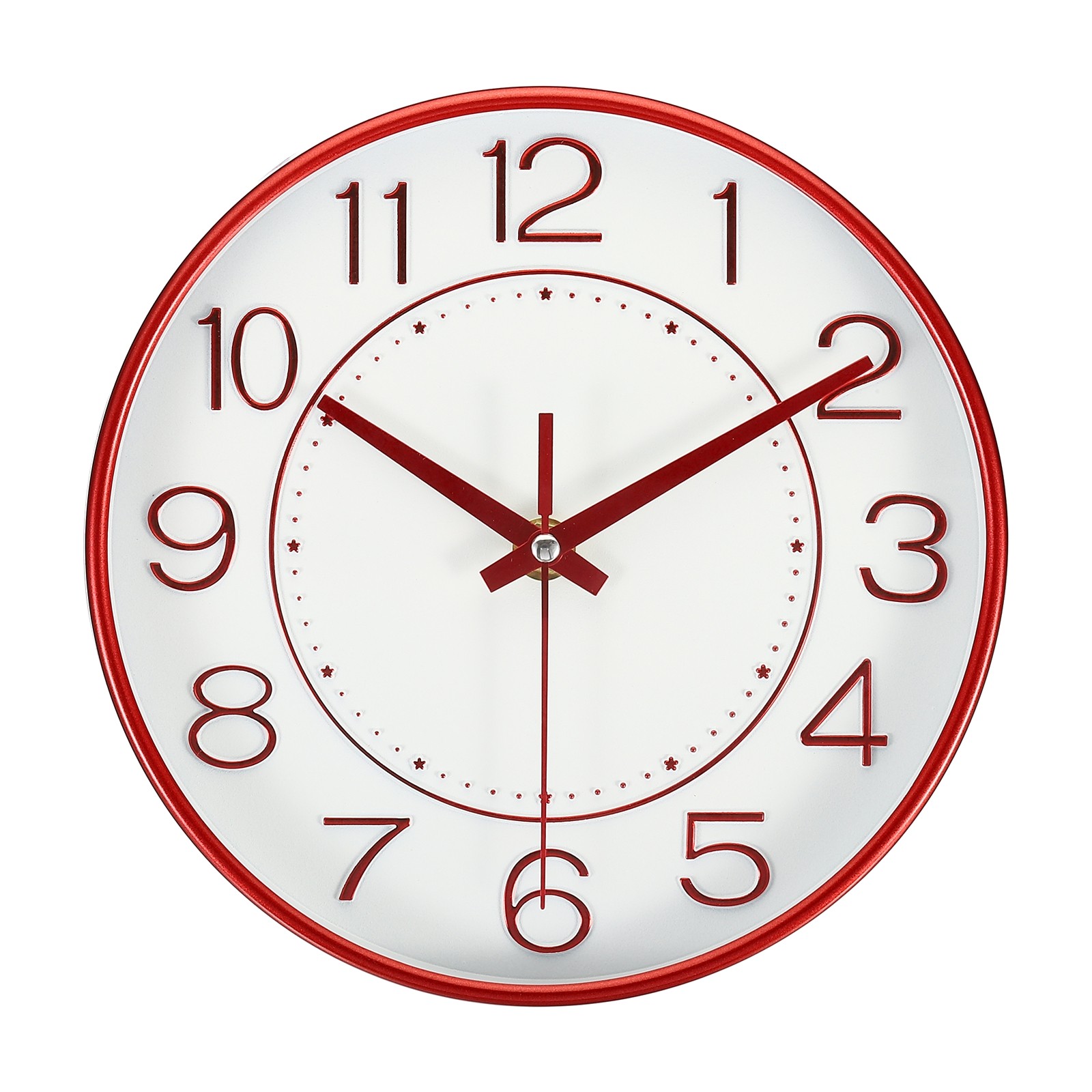8" Wall Clock Battery Operated Silent Non-Ticking Round Modern Wall Clock Red