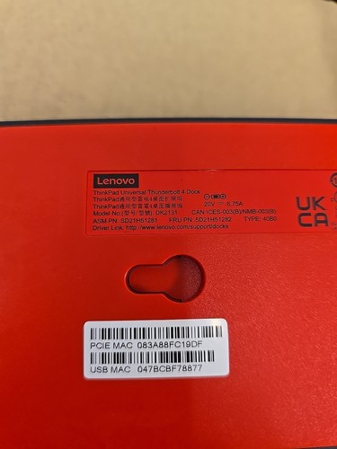 Station d'accueil pour station de travail Lenovo DK2131 ThinkPad Thunderbolt 4 - Noir/Rouge (avec alimentation 135 W) - Photo 9/9