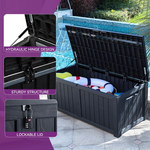 Dextrus 120 Gallon Outdoor Storage Box Deck Patio Container Pool Cushion Storage - Picture 4 of 5
