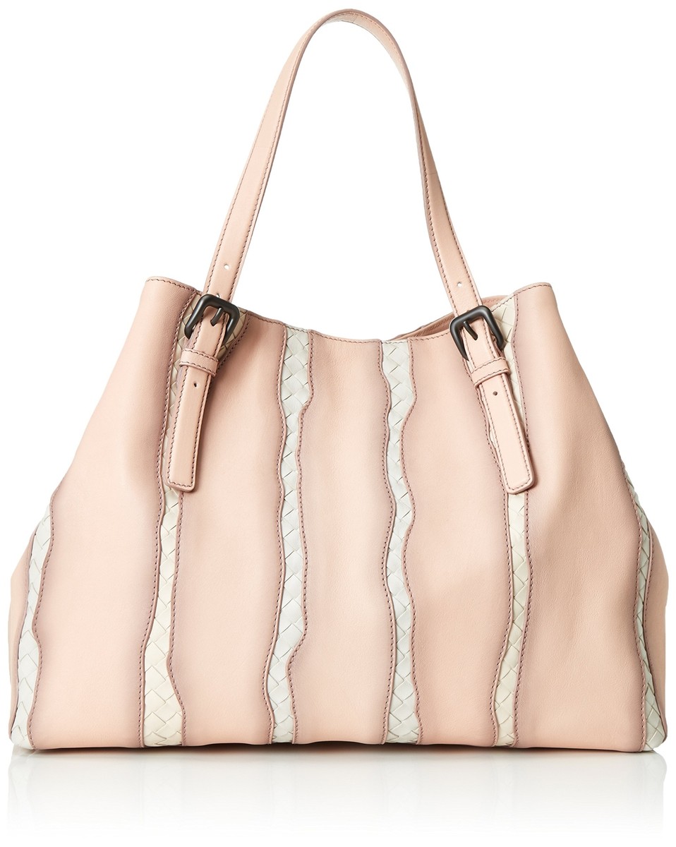 Bottega Veneta Flamingo Intrecciato Glimmer Tote Bag 272154