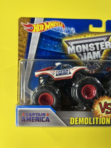 Hot Wheels Captain America vs Ironman Demolition Doubles Monster Jam Trucks New - Picture 2 of 7